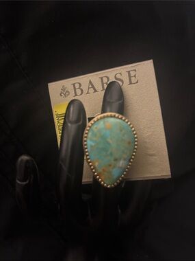 Studio Barse Teardrop Turquoise Blue and Bronze Ring